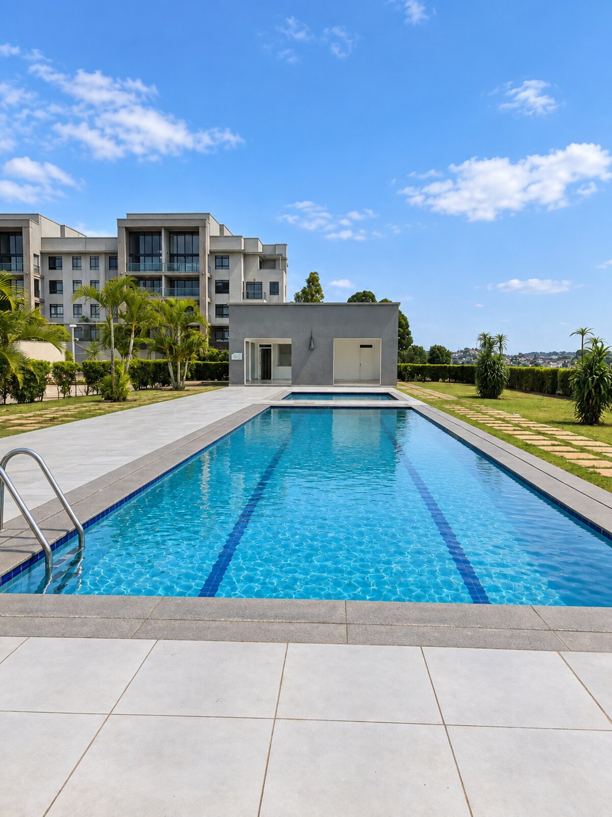 Communal swimming pool on a sunny day