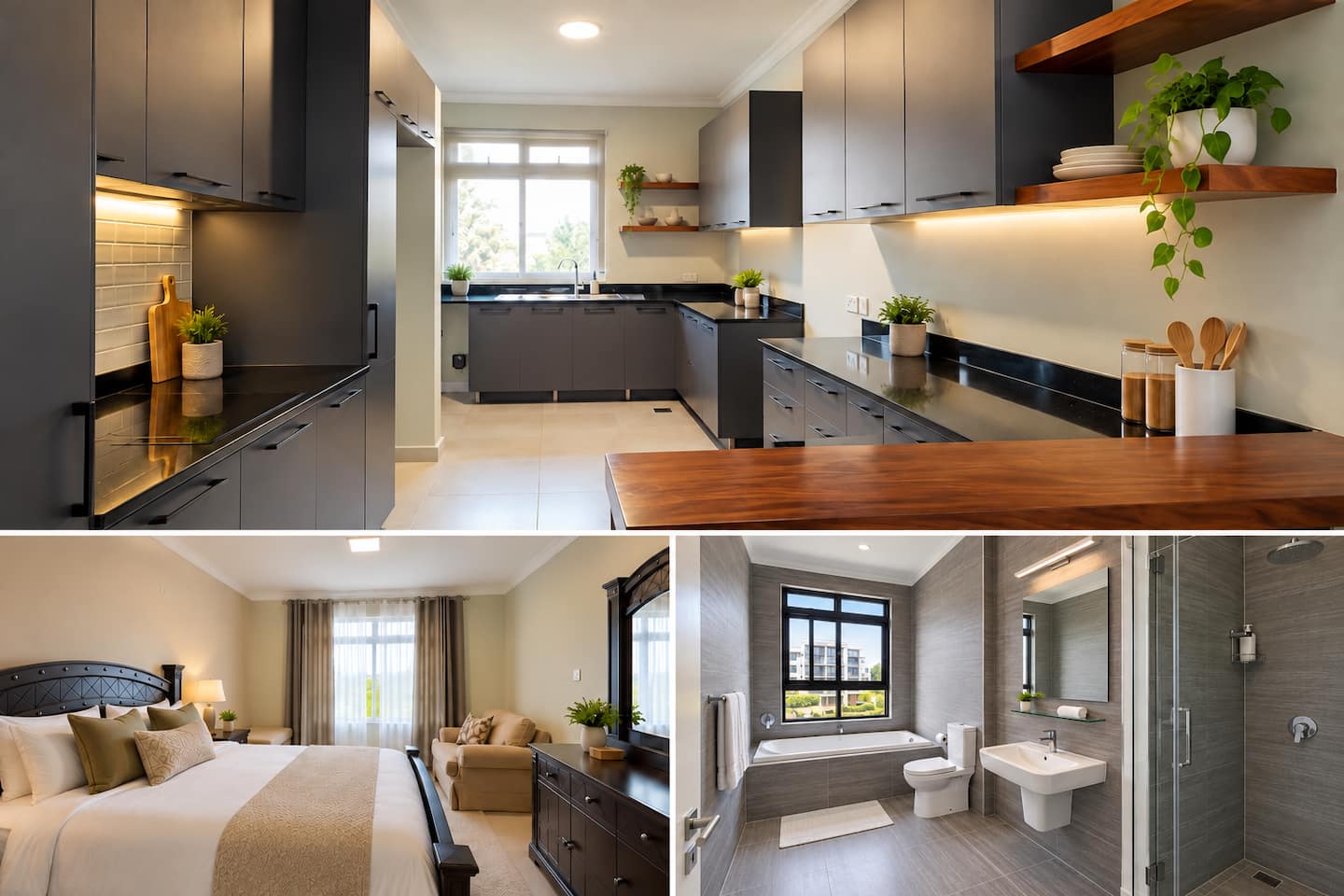 Wide view of the apartment kitchen
