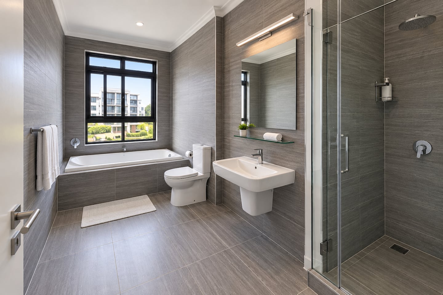 Modern bathroom with bathtub